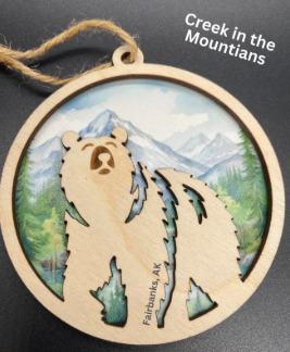 Wood Alaska ornament or magnet