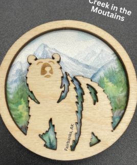 Wood Alaska ornament or magnet