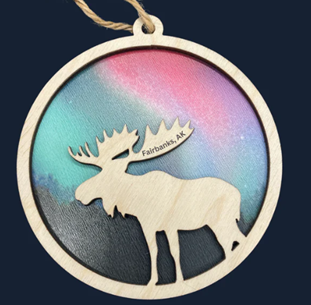Wood Alaska ornament or magnet