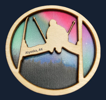 Wood Alaska ornament or magnet
