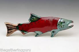 Raku Salmon Red and Green