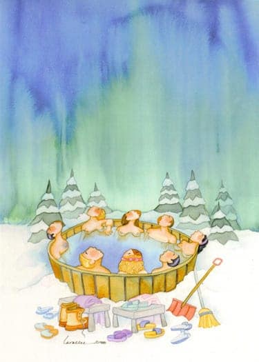 Barbara Lavallee Matted Note card/ Hot Tub MP